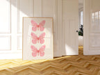 Trendy Pink Butterfly Wall Art, Preppy pink poster, College Apartment Decor, Watercolor Butterfly Print, coquette room decor, Girly Wall Art