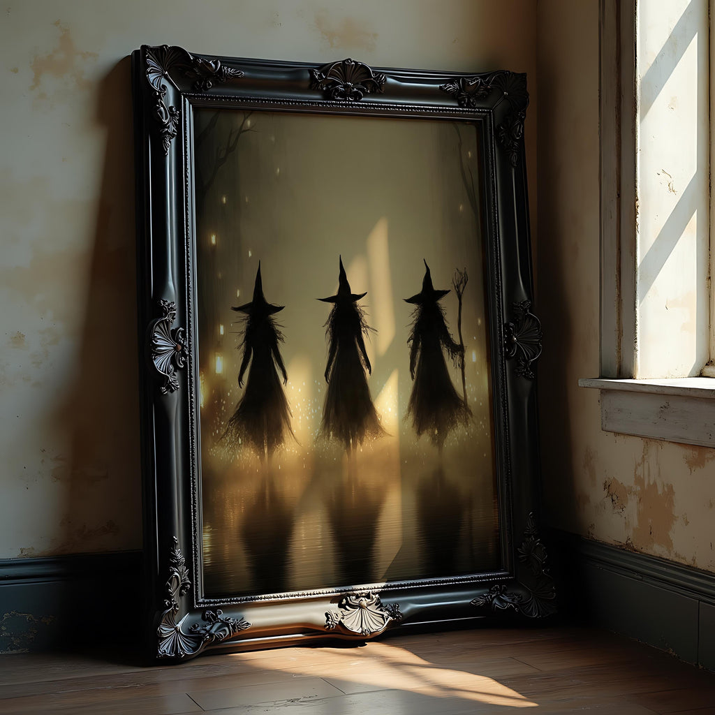 Witches Decor Halloween Wall Art Printable Vintage Witch Halloween Rustic Halloween Decor Vintage Halloween Painting Vintage Witch Wall Art