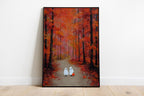 Two Little Ghosts in Autumn Forest Vintage Painting, Country Fall Decor, Spooky Cute Ghost Fall Print, Halloween Printable Wall Art, DIGITAL