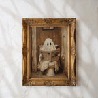 Ghost on Toilet Print, Funny Halloween Bathroom Decor, Halloween DIGITAL Wall Art, Cute Ghost Poster, Ghost Digital Download, Bathroom Print