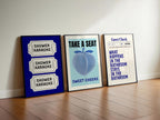 Funny Blue Bathroom Set of 3 Prints Ticket Bathroom Wall Art Trendy Bathroom Prints Sweet Cheeks Poster Bathroom Wall Art Nice Bum DIGITAL
