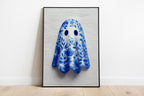 Blue Ghost Wall Art Printable Blue Cute Halloween Decor Spooky Wall Print French Country Art Ghost Illustration Gothic Art DIGITAL DOWNLOAD