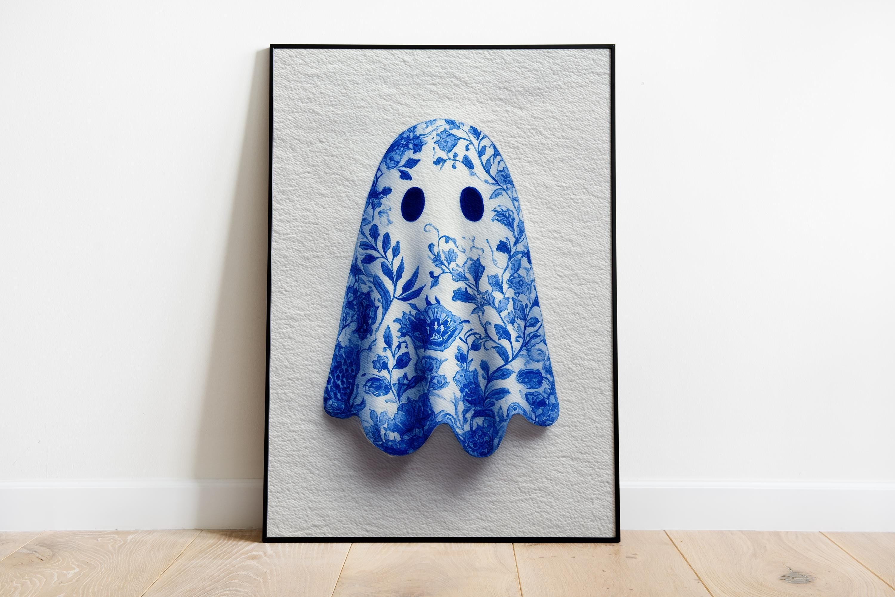 Blue Ghost Wall Art Printable Blue Cute Halloween Decor Spooky Wall Print French Country Art Ghost Illustration Gothic Art DIGITAL DOWNLOAD