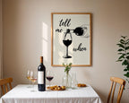 Tell Me When Poster Retro Wine Print, Cheers Printable Art Black Trendy Wall Art, Cin Cin Poster, Black Bar Cart Decor Fun Wall Art DIGITAL