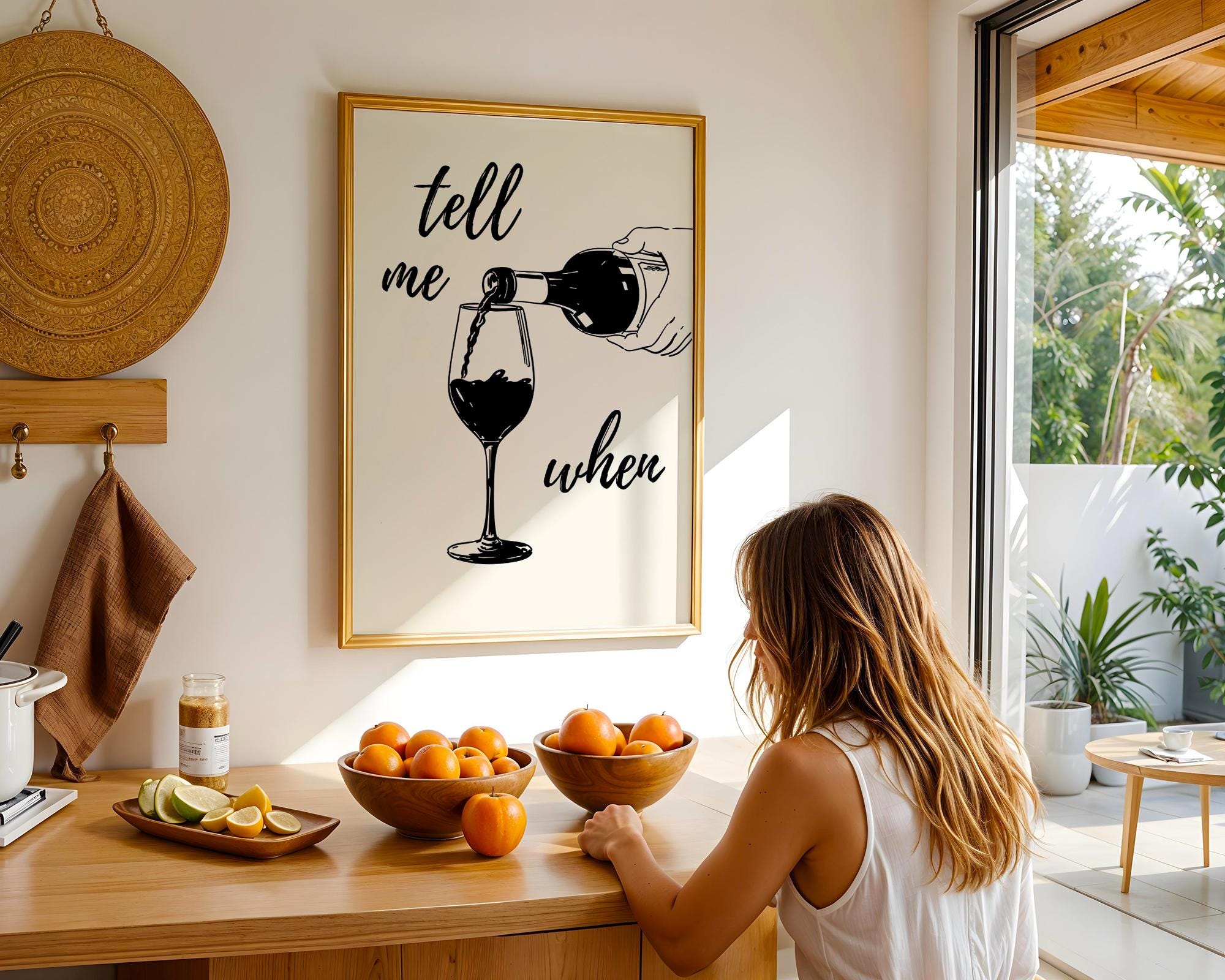 Tell Me When Poster Retro Wine Print, Cheers Printable Art Black Trendy Wall Art, Cin Cin Poster, Black Bar Cart Decor Fun Wall Art DIGITAL
