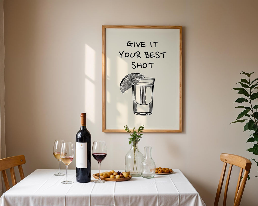 Black Give It Your Best Shot Print Trendy Bar Cart Decor Tequila Print Black Bar Cart Wall Art Modern Bar Cart Wall Art DIGITAL DOWNLOAD