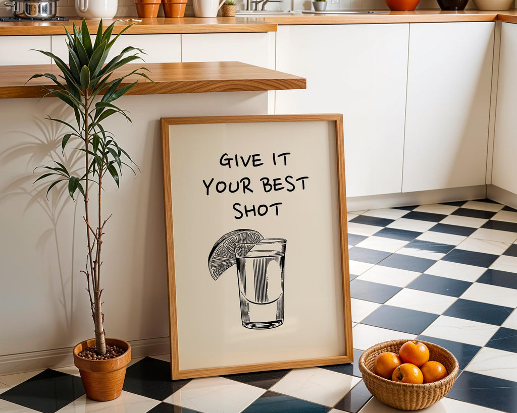 Black Give It Your Best Shot Print Trendy Bar Cart Decor Tequila Print Black Bar Cart Wall Art Modern Bar Cart Wall Art DIGITAL DOWNLOAD