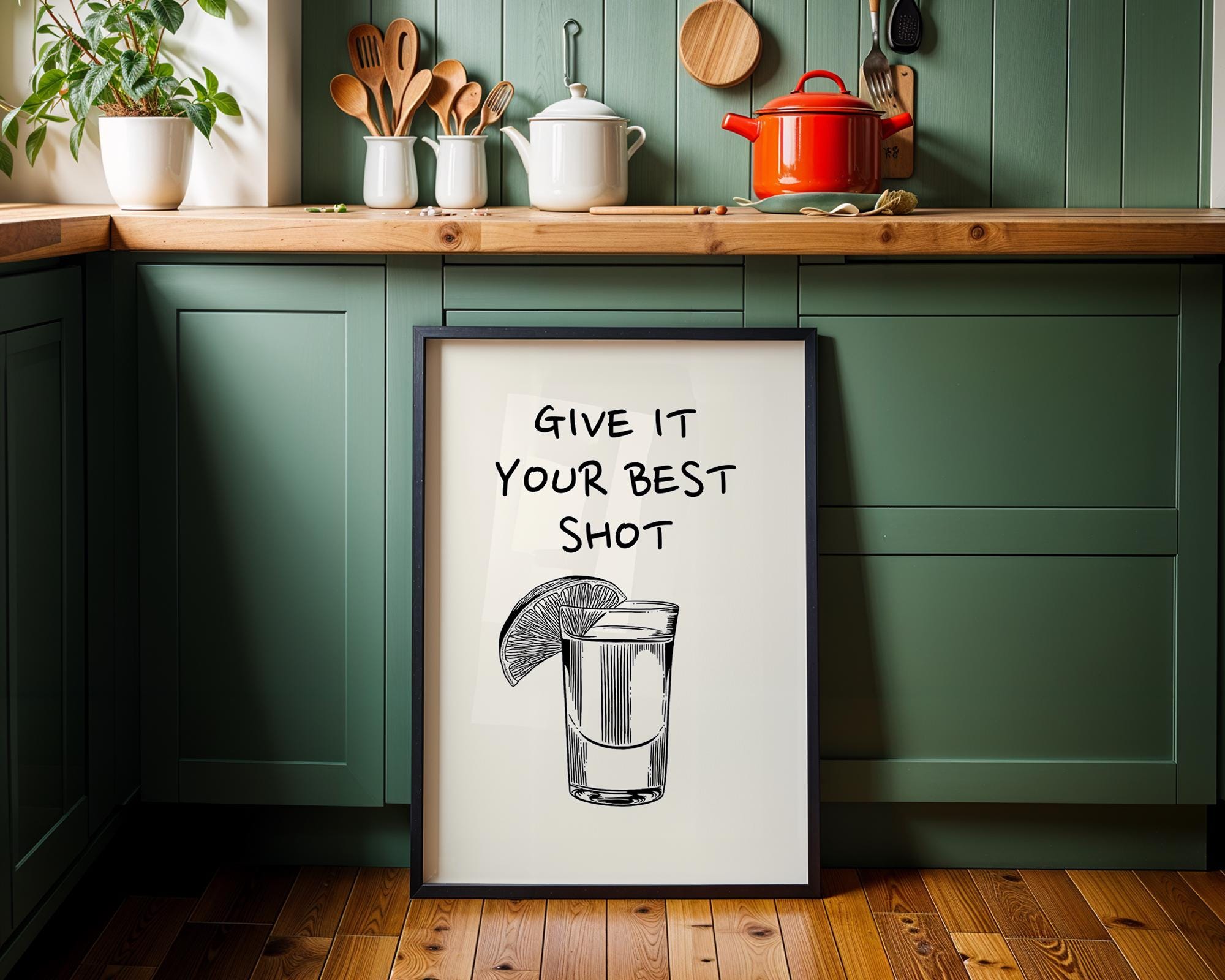 Black Give It Your Best Shot Print Trendy Bar Cart Decor Tequila Print Black Bar Cart Wall Art Modern Bar Cart Wall Art DIGITAL DOWNLOAD