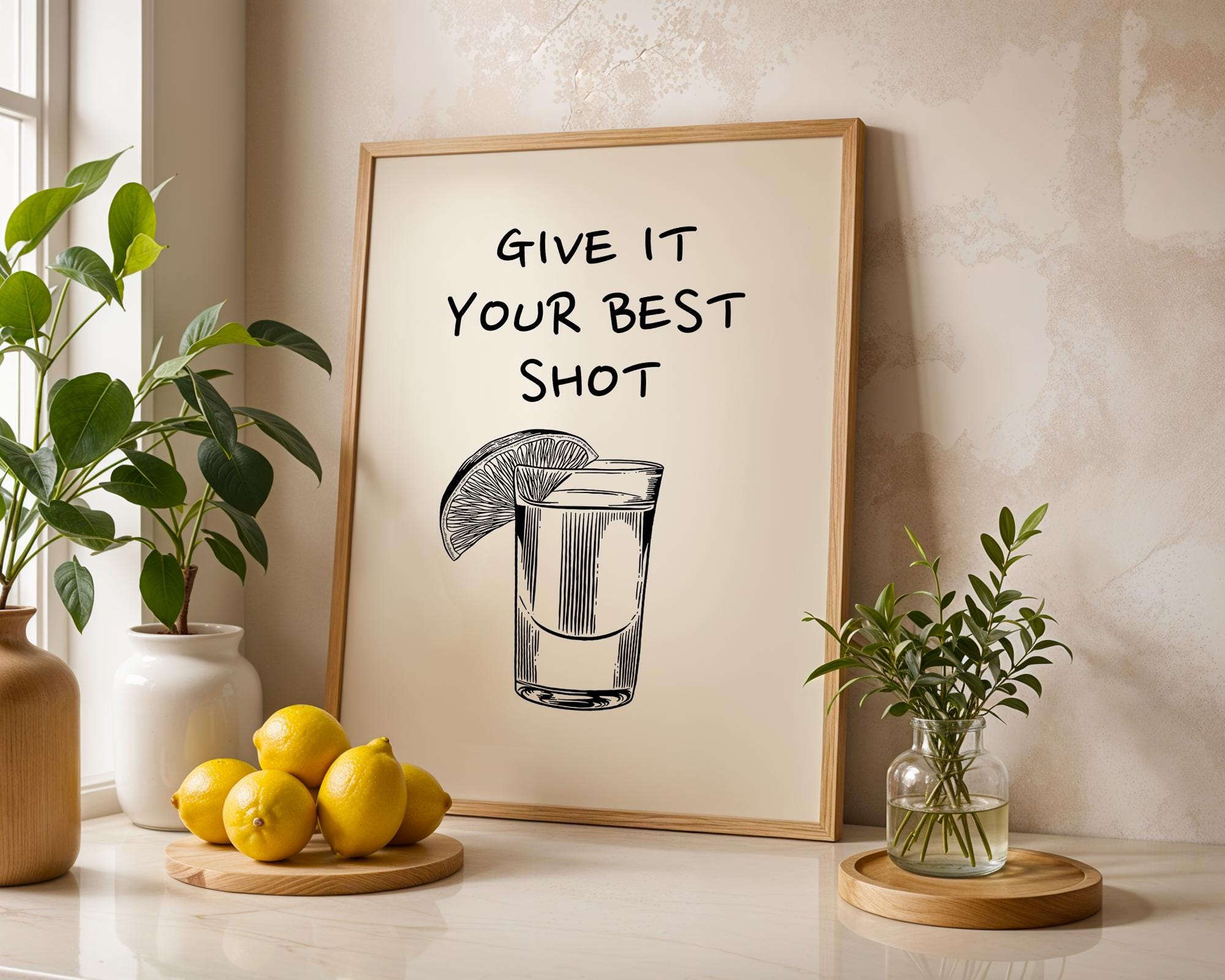 Black Give It Your Best Shot Print Trendy Bar Cart Decor Tequila Print Black Bar Cart Wall Art Modern Bar Cart Wall Art DIGITAL DOWNLOAD