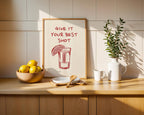 Give It Your Best Shot Red Print Bar cart Print Liquor Poster Modern Bar Cart Wall Art Vodka Poster Red Tequila Print DIGITAL DOWNLOAD