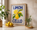 Limoncello Lemon Wall Art, Italian Kitchen Decor, Summer Fruit Poster, Retro Mediterranean Print, Bar Cart Wall Art, DIGITAL DOWNLOAD