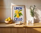 Limoncello Lemon Wall Art, Italian Kitchen Decor, Summer Fruit Poster, Retro Mediterranean Print, Bar Cart Wall Art, DIGITAL DOWNLOAD