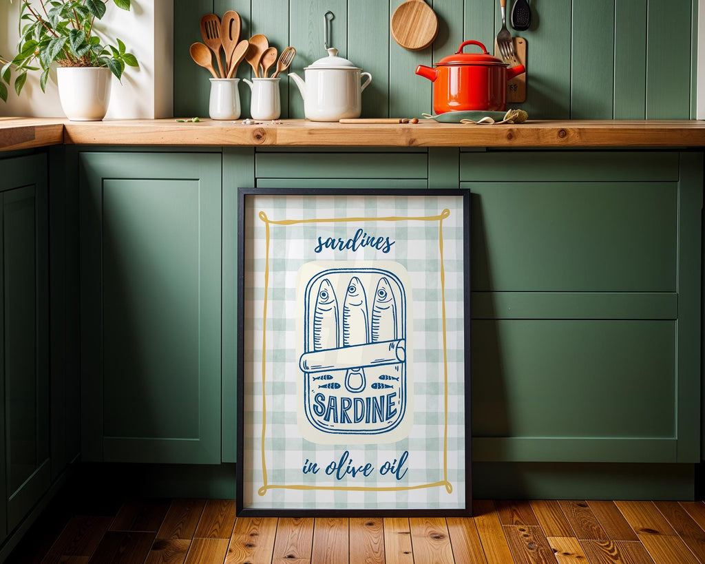 Trendy Sardines Art Print, Fish Art Print, Sardines Fish Print, Rustic Kitchen Wall Art, Kitchen Wall Art, Trendy Wall Art, Seafood Wall Art
