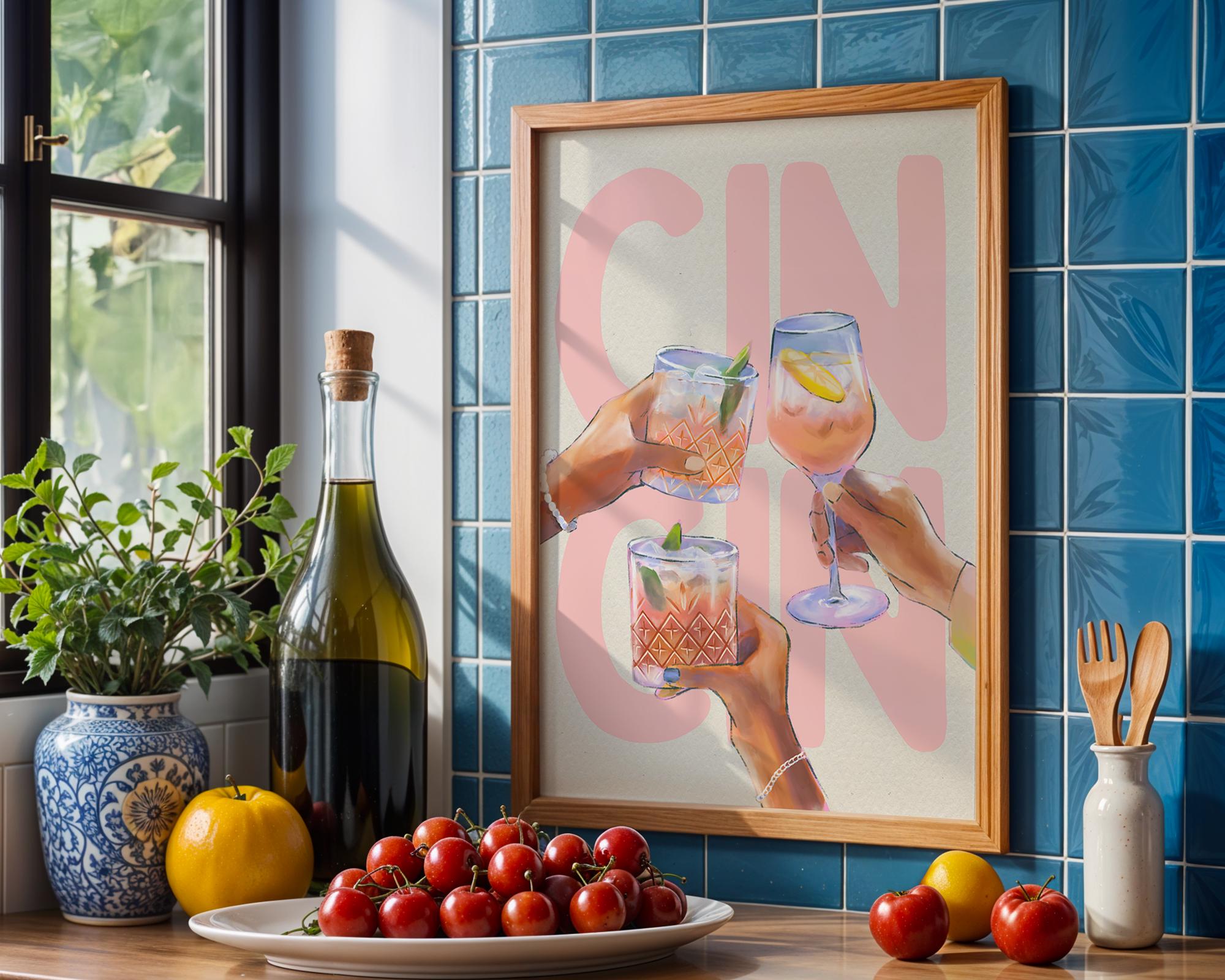 Trendy Cin Cin Print Cheers Print Retro Wine Poster Vintage Bar Cart Art Cocktail Print Italian Wall Art Maximalist Kitchen Print DIGITAL