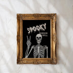 Spooky Season Wall Art, Halloween Skeleton Print, Gothic Skull Poster, Creepy Horror Wall Decor, Dark Aesthetic Printable Digital Download