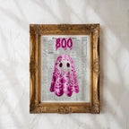 Pink Ghost Newspaper Wall Art Printable Pink Cute Halloween Decor Spooky Wall Print French Country Art Ghost Illustration Gothic Art Trendy