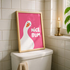 Nice Bum Cute Bathroom Wall Art Funny Bathroom Print Trendy Minimalist Cute Decor pink Funny Bathroom Wall Art Print Silly Goose Print