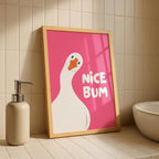 Nice Bum Cute Bathroom Wall Art Funny Bathroom Print Trendy Minimalist Cute Decor pink Funny Bathroom Wall Art Print Silly Goose Print
