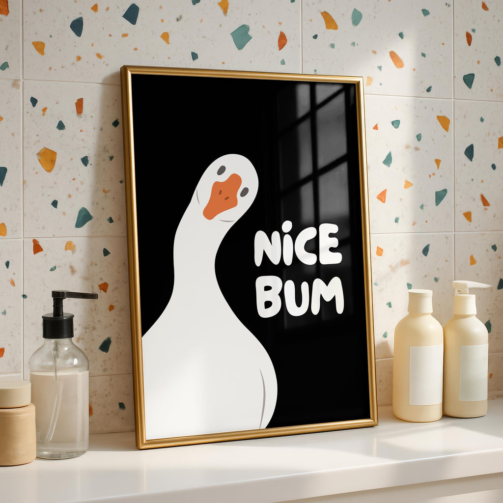 Nice Bum Cute Bathroom Wall Art Funny Bathroom Print Trendy Minimalist Cute Decor black Funny Bathroom Wall Art Print Silly Goose Print