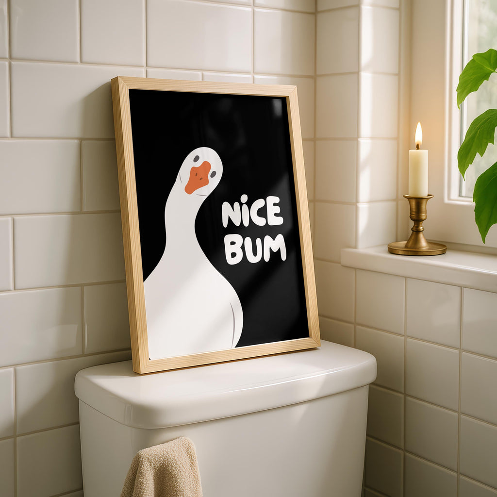 Nice Bum Cute Bathroom Wall Art Funny Bathroom Print Trendy Minimalist Cute Decor black Funny Bathroom Wall Art Print Silly Goose Print