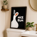 Nice Bum Cute Bathroom Wall Art Funny Bathroom Print Trendy Minimalist Cute Decor black Funny Bathroom Wall Art Print Silly Goose Print