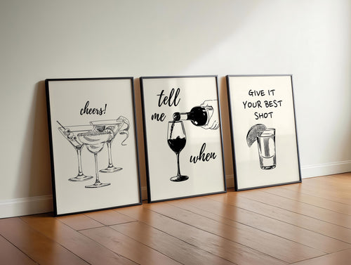 Black Bar Cart Wall Art Set Of 3 Trendy Bar Cart Decor Tequila Print Give It Your Best Shot Tell me when Print Modern Bar Cart Print DIGITAL