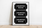 Haunted House Ticket Stub Print, Spooky Newspaper Wall Art, Trendy Guest Check Poster, Skeleton Halloween Decor Gothic Printable Set DIGITAL