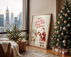 Vintage Christmas Wall Art, Santa Claus Reindeer Print Retro Holiday Poster Merry Little Christmas Decoration Festive Home Gift DIGITAL