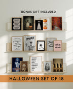 Halloween Wall Art Set of 18, Spooky Printable Decor, Haunted House Poster Bundle, Ghost Pumpkin Witch Prints, Fall Home Decoration DIGITAL