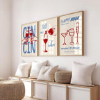 Wine Bar Wall Art Print, Happy Hour Poster, Cocktail Glass Decor, Cheers Cin Cin Printable Kitchen Dining Room Drink Quote Artwork DIGITAL