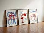 Wine Bar Wall Art Print, Happy Hour Poster, Cocktail Glass Decor, Cheers Cin Cin Printable Kitchen Dining Room Drink Quote Artwork DIGITAL