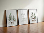Winter Cabin Wall Art Set of 3, Rustic Deer Prints, Snowy Forest Scandinavian Christmas Decor, Cozy Woodland Holiday Posters Artwork DIGITAL