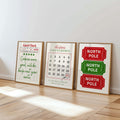 Christmas Wall Art Set of 3, Santa Cookie Note Print, Holiday Countdown Calendar Poster, North Pole Ticket Christmas Decor, DIGITAL DOWNLOAD