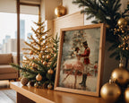 Nutcracker Ballet Christmas Wall Art, Ballerina and Soldier Dance Print, Festive Holiday Home Decor, Elegant Xmas Poster for Living Room