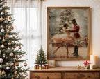 Nutcracker Ballet Christmas Wall Art, Ballerina and Soldier Dance Print, Festive Holiday Home Decor, Elegant Xmas Poster for Living Room