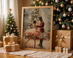 Nutcracker Ballet Christmas Wall Art, Ballerina and Soldier Dance Print, Festive Holiday Home Decor, Elegant Xmas Poster for Living Room