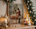 Nutcracker Ballet Christmas Wall Art, Ballerina and Soldier Dance Print, Festive Holiday Home Decor, Elegant Xmas Poster for Living Room