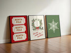 Set of 3 Christmas Prints, Christmas Wall Art, North Pole Ticket Print, Snowflakes Print, Holiday Decor, Typography Art, DIGITAL DOWNLOAD