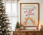 Trendy Christmas Guest Check Print, Eat Drink and Be Merry Holiday Bar Cart Decor, Retro Cheers Guest Check Print Bar Cart Poster, DIGITAL