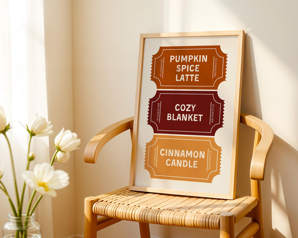 Autumn Ticket Print, Cute Autumn Wall Art, Fall Aesthetic Decor, Ticket Stub Print, Trendy Autumn Poster, Cozy Fall Decor, DIGITAL DOWNLOAD