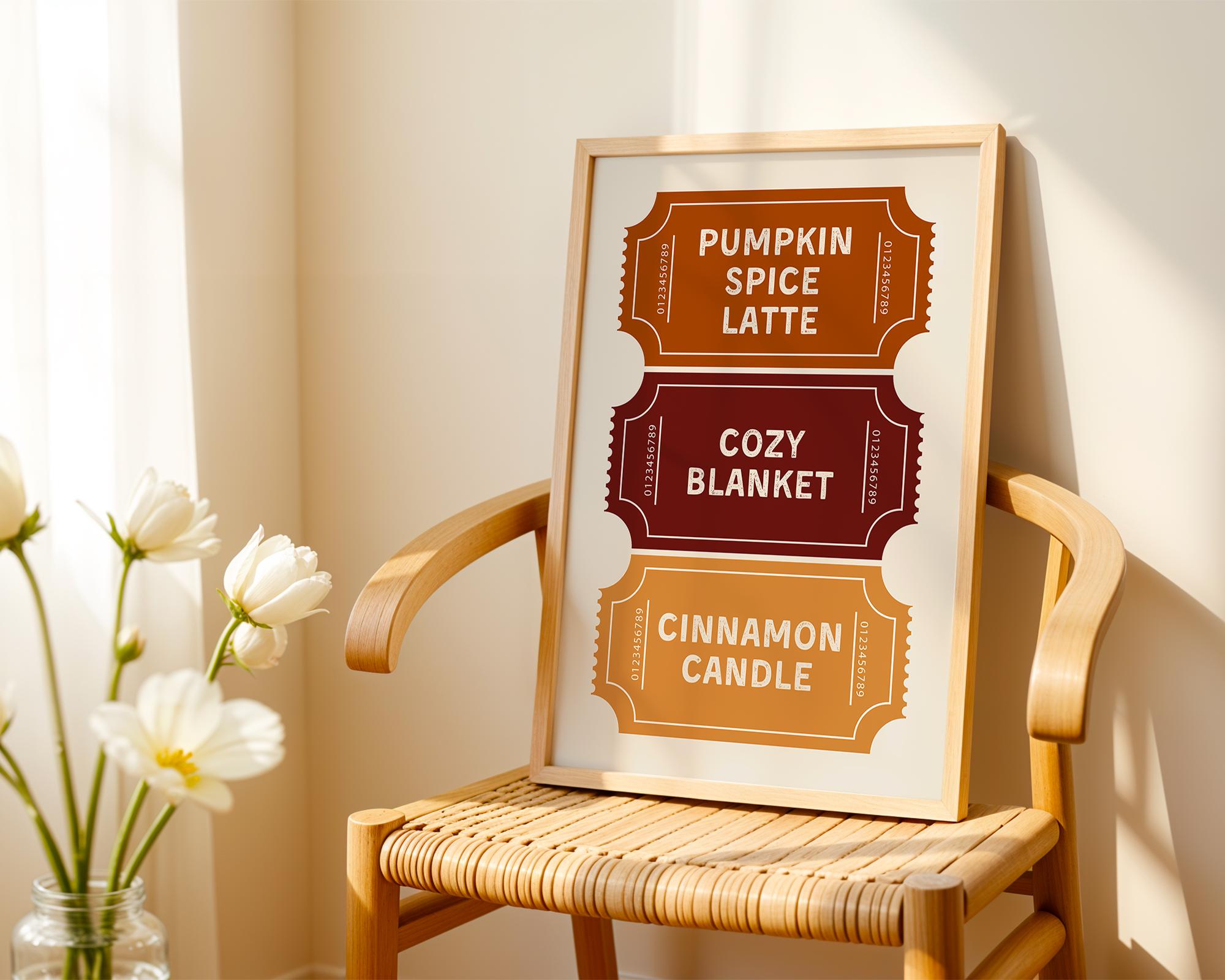 Autumn Ticket Print, Cute Autumn Wall Art, Fall Aesthetic Decor, Ticket Stub Print, Trendy Autumn Poster, Cozy Fall Decor, DIGITAL DOWNLOAD
