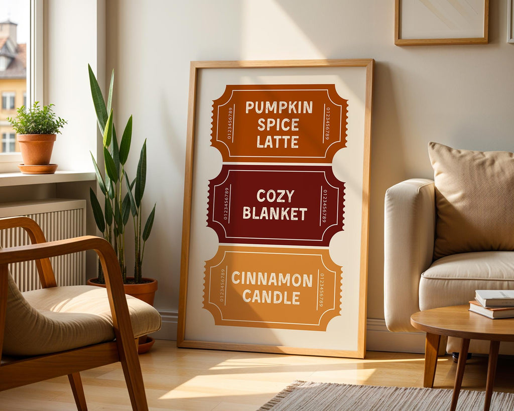 Autumn Ticket Print, Cute Autumn Wall Art, Fall Aesthetic Decor, Ticket Stub Print, Trendy Autumn Poster, Cozy Fall Decor, DIGITAL DOWNLOAD