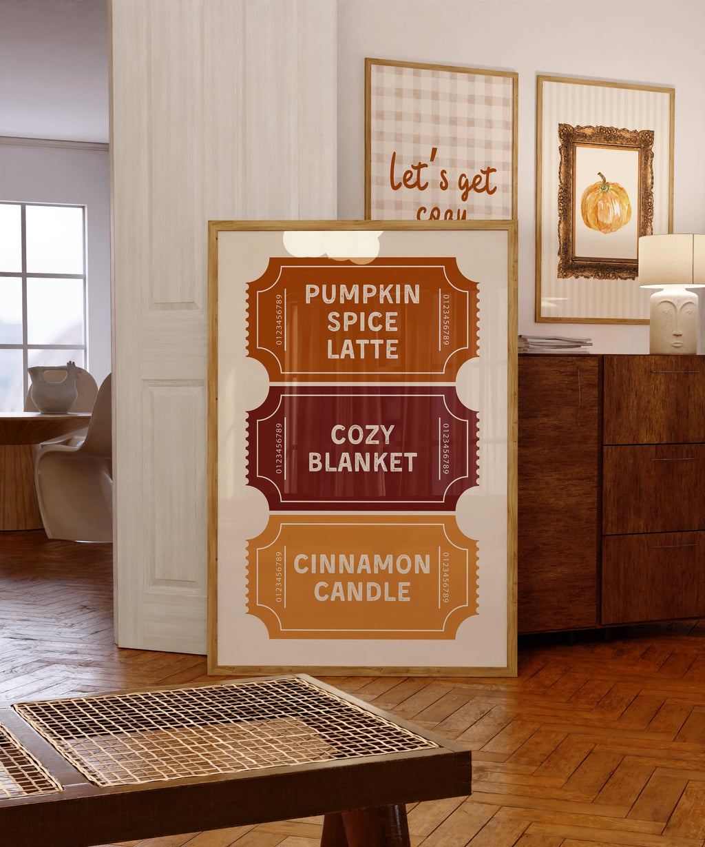 Autumn Ticket Print, Cute Autumn Wall Art, Fall Aesthetic Decor, Ticket Stub Print, Trendy Autumn Poster, Cozy Fall Decor, DIGITAL DOWNLOAD