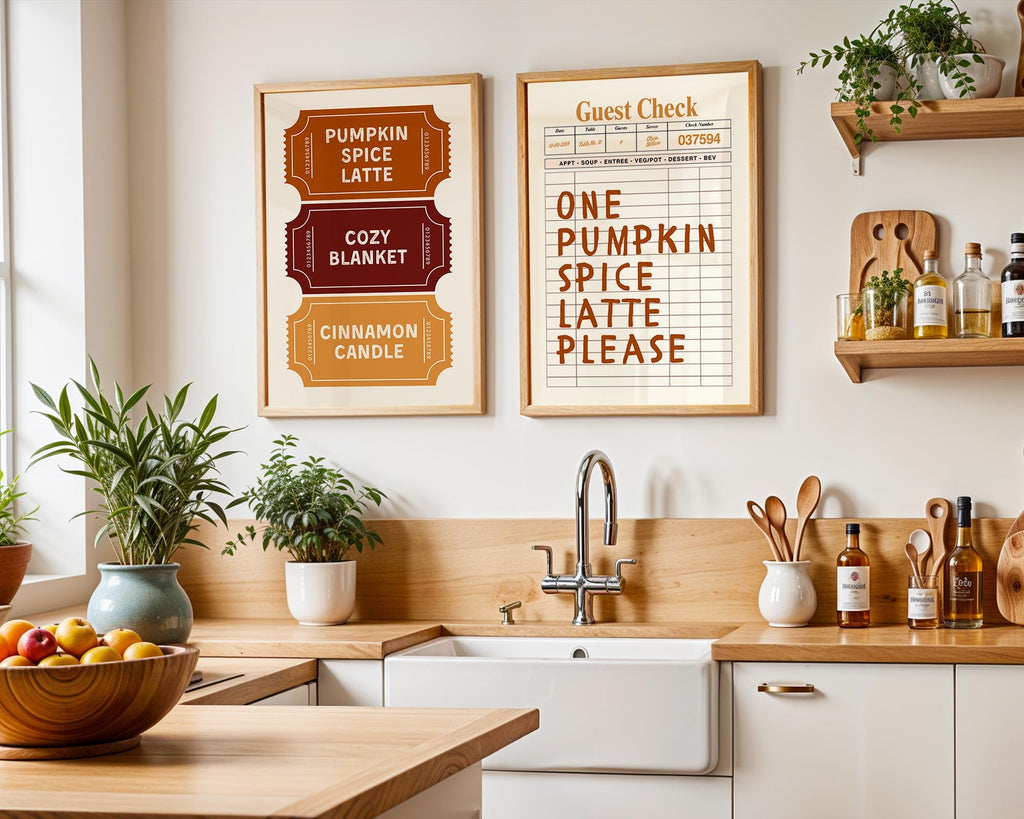 Autumn Ticket Print Set of 3, Fall Guest check poster, Pumpkin spice fall decor, Trendy Autumn Poster, Cozy Fall Decor, DIGITAL DOWNLOAD