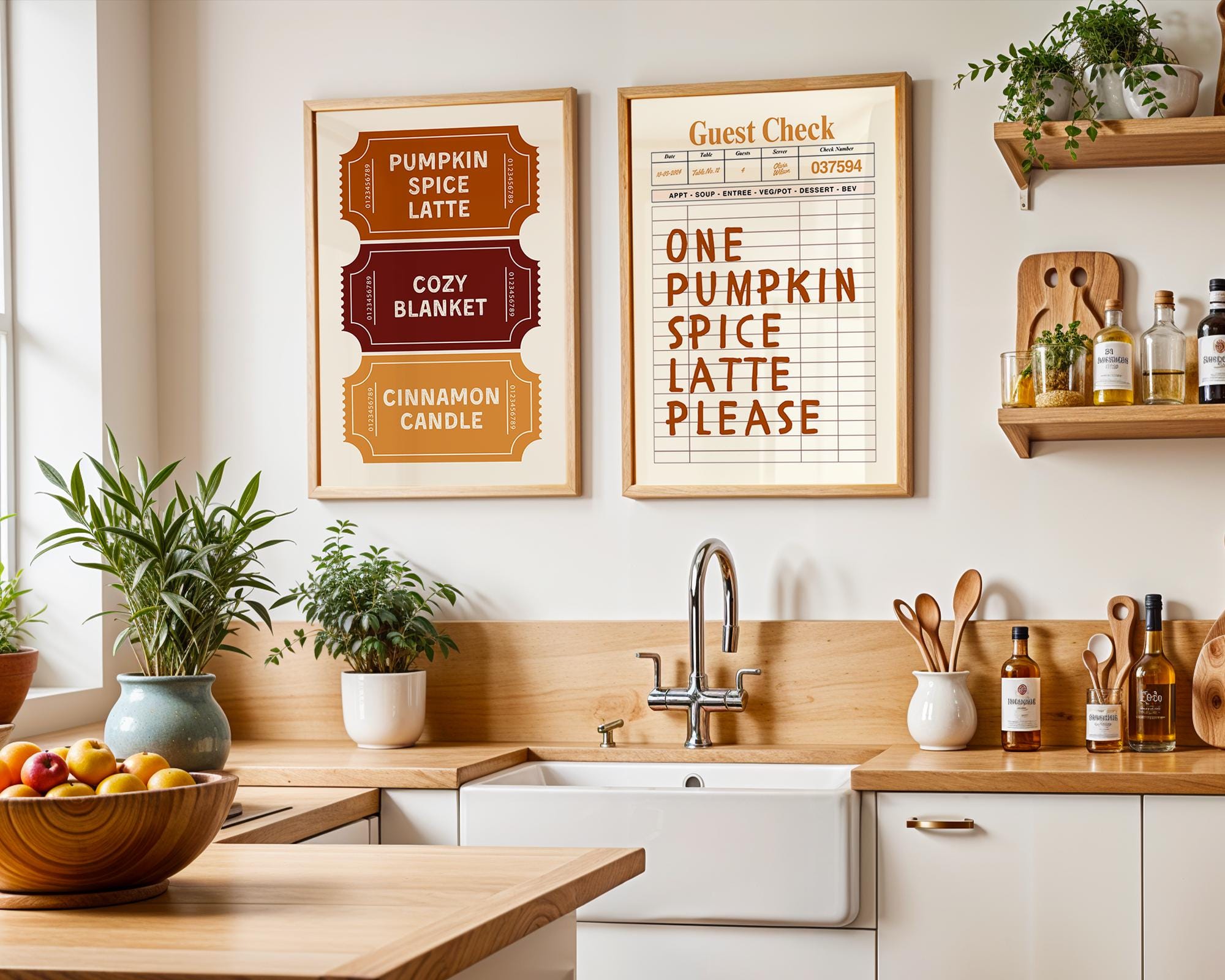 Autumn Ticket Print Set of 3, Fall Guest check poster, Pumpkin spice fall decor, Trendy Autumn Poster, Cozy Fall Decor, DIGITAL DOWNLOAD