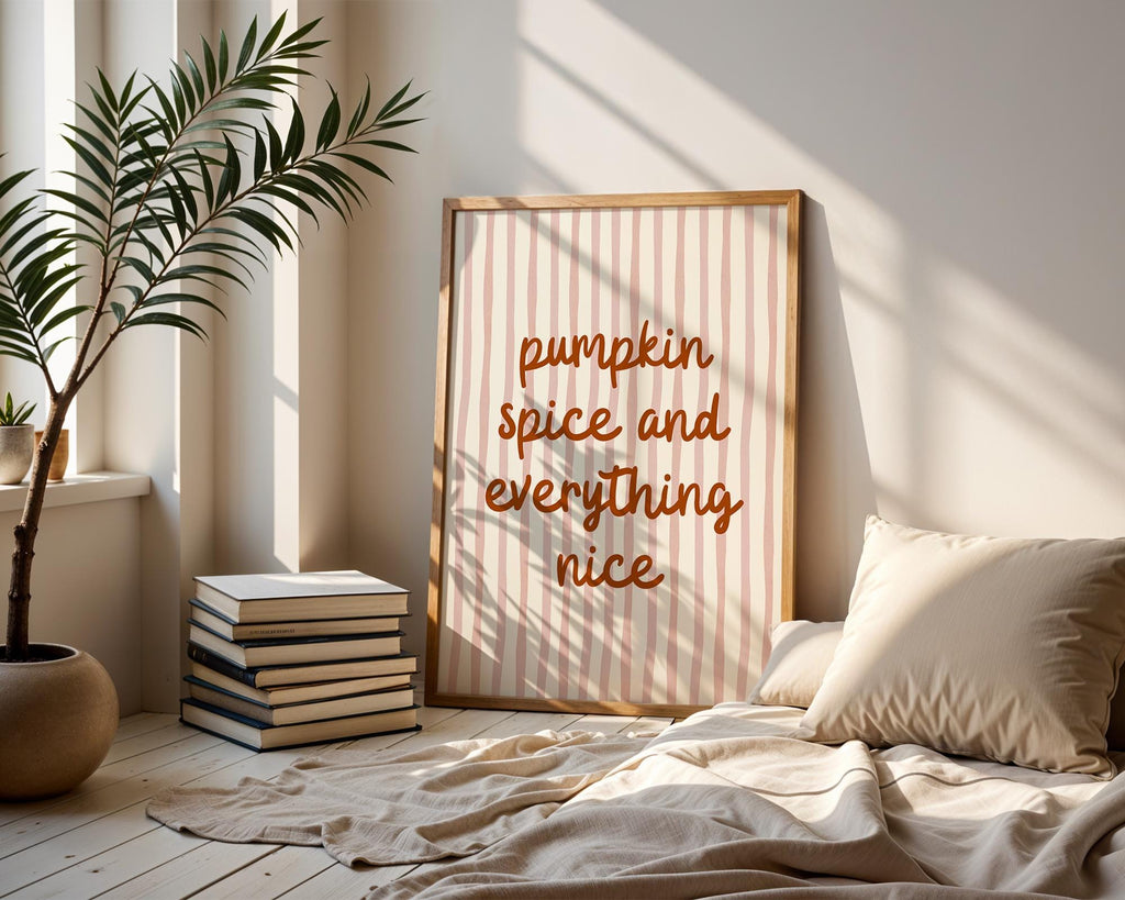 Pumpkin Spice Wall Art, Fall Print, Cute Pumpkin Poster, Retro Autumn Artwork, Cozy Coffee Art for Fall Kitchen Decor, DIGITAL DOWNLOAD