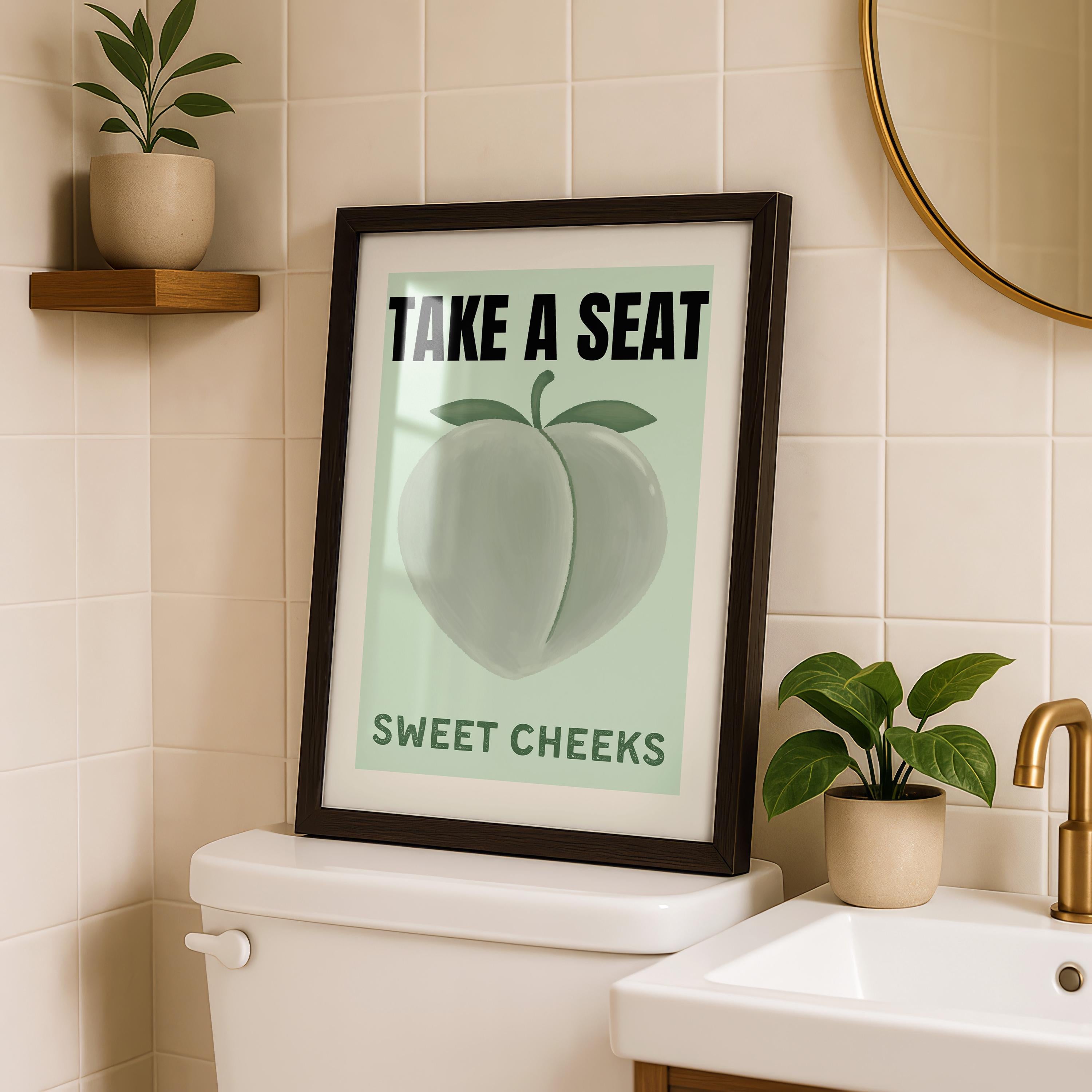 Funny Bathroom Wall Art Set of 3, Nice Bum Goose Print, Take a Seat Peach Poster, Shower Karaoke Tickets, Quirky Toilet Decor, DIGITAL