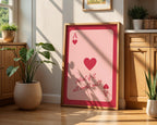What If It All Works Out Trendy Wall Art Print, Retro Playing Card, Pink & Red Preppy Poster, Printable Ace of Hearts, Pink Dorm Room Decor