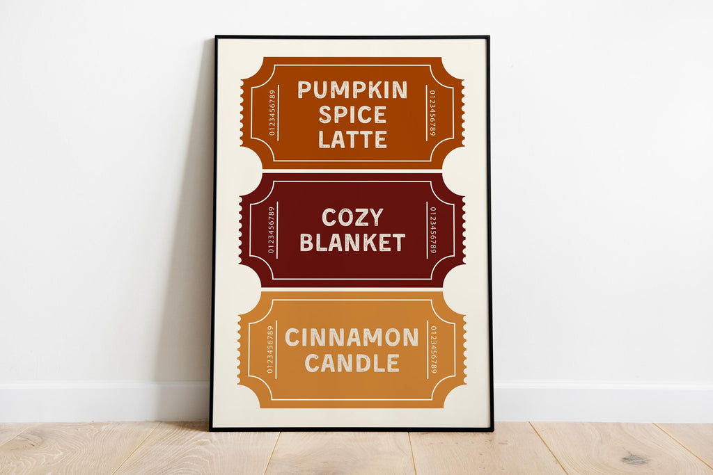 Autumn Ticket Print Set of 3, Fall Guest check poster, Pumpkin spice fall decor, Trendy Autumn Poster, Cozy Fall Decor, DIGITAL DOWNLOAD