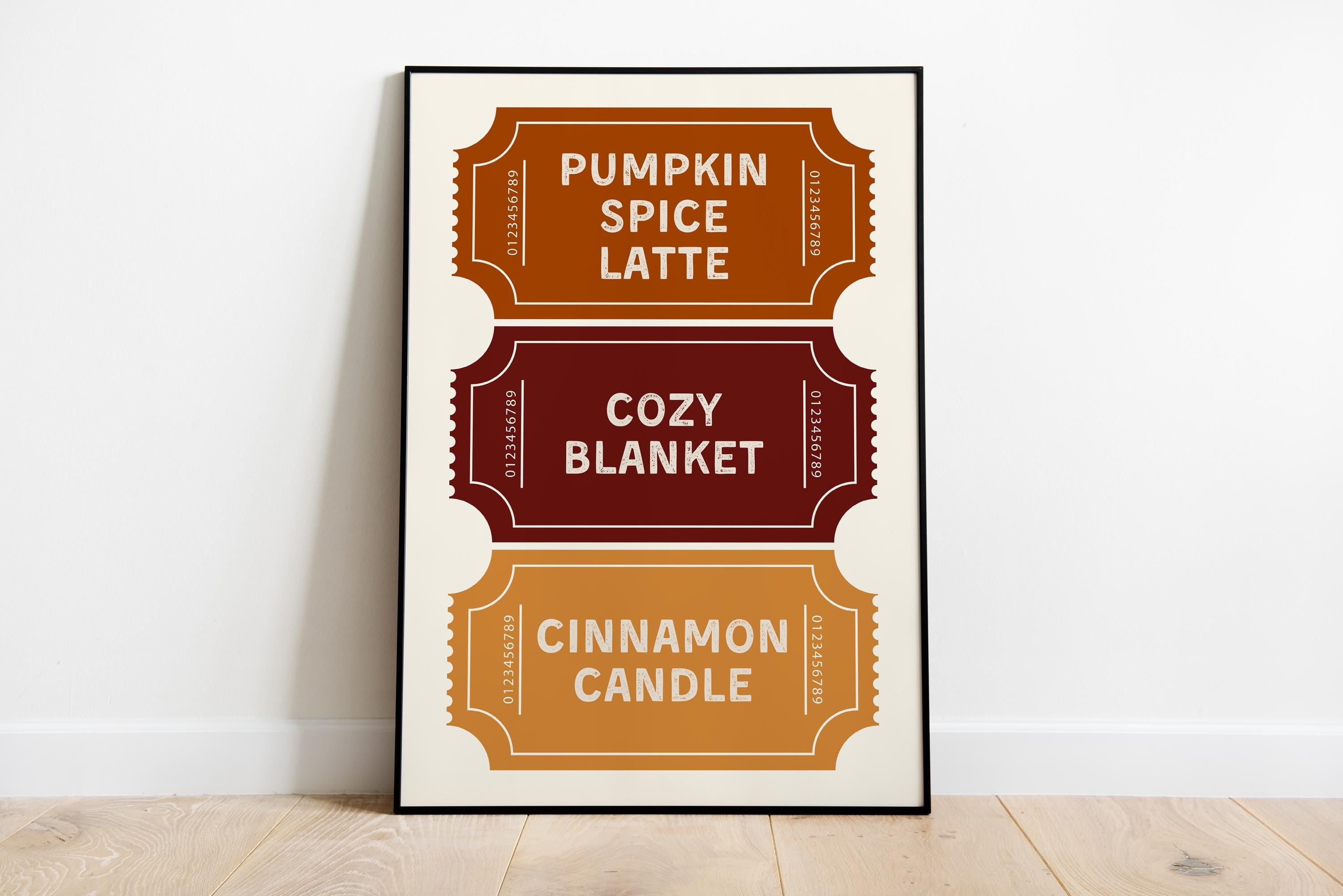 Autumn Ticket Print Set of 3, Fall Guest check poster, Pumpkin spice fall decor, Trendy Autumn Poster, Cozy Fall Decor, DIGITAL DOWNLOAD